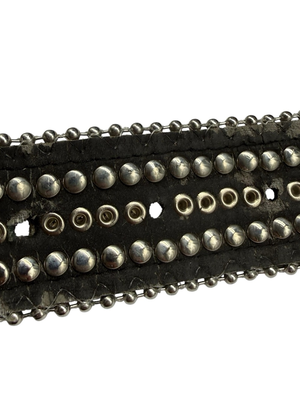 Y2K BTS 2742 Rhinestone Genuine Leather Black Western Belt Small 32-36.5 READ - Picture 8 of 16
